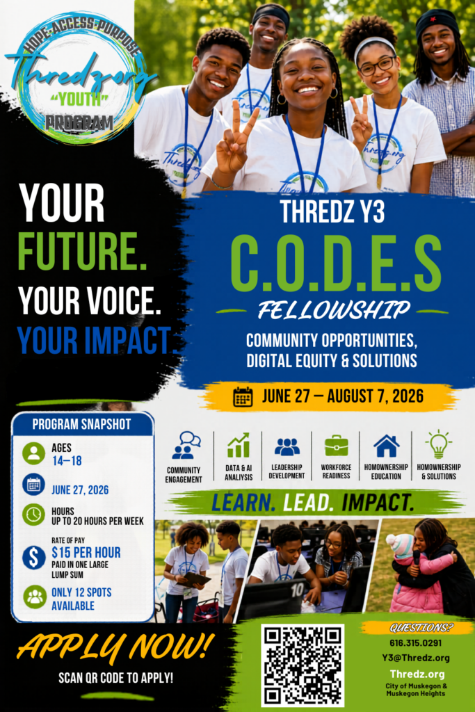 Smiling diverse teens promoting C.O.D.E.S. fellowship program